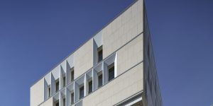 Photo de détail du projet le K, ensemble de logements et bureaux à Lyon Confluence. Aweck : Ingénierie structure EXE
