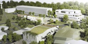 Vue aérienne du nouveau campus Charles Mérieux Lyon Sud de la faculté de médecine et de maïeutique de Lyon