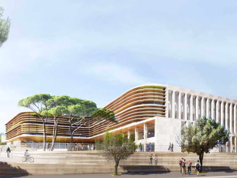 Vue d'ensemble du campus universitaire Les Fenouillères à Aix-en Provence.