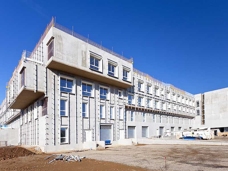 Photo du chantier du pôle de santé du Villeneuvois, vue extérieure