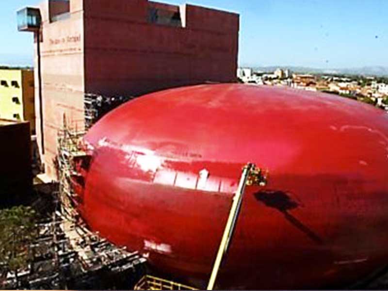 Photo aérienne du théâtre de l'Archipel à Perpignan avec Aw-eck pour l'ingénierie structure EXE