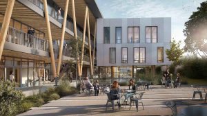 Vue de détail du projet RTE à Jonage, projet mené en structure er BIM par Cetis, bet d'ingénierie du bâtiment